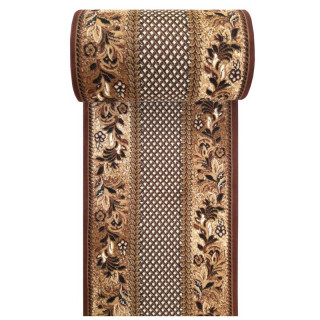 Metrážny koberec hnedej farby s mriežkovým vzorom