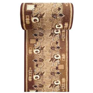 Metrážny koberec v hnedej farbe so vzorom listov