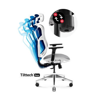 Bielo-sivé ergonomické kreslo Diablo