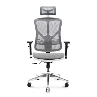 Bielo-sivé ergonomické kreslo Diablo