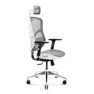Bielo-sivé ergonomické kreslo Diablo