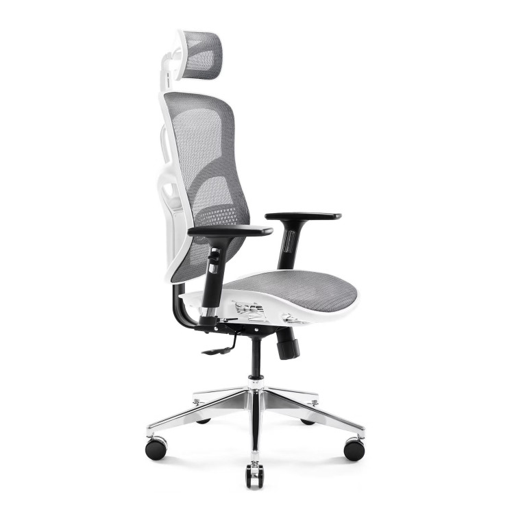 Bielo-sivé ergonomické kreslo Diablo