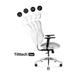 Bielo-sivé ergonomické kreslo Diablo