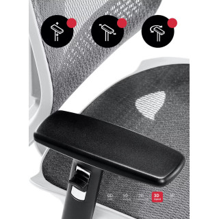 Bielo-sivé ergonomické kreslo Diablo