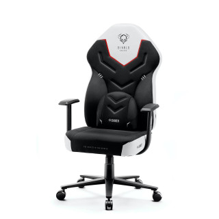 Čierno-biele látkové herné kreslo DIABLO
