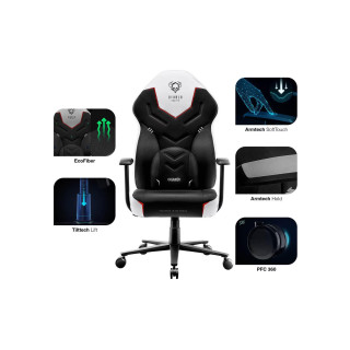 Čierno-biele látkové herné kreslo DIABLO