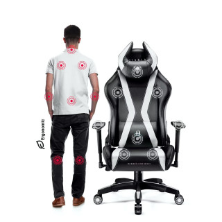 Čierno-biele herné kreslo DIABLO