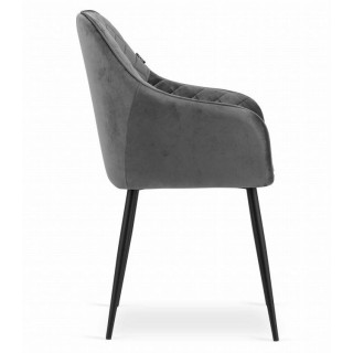 Tmavosivá zamatová sada 2 stoličiek s operadlom