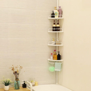 Biela teleskopická kúpeľňová polica