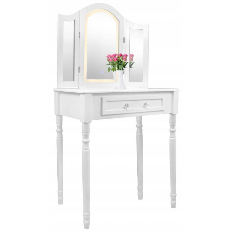 Toaletný stolík s LED zrkadlom a taburetkou