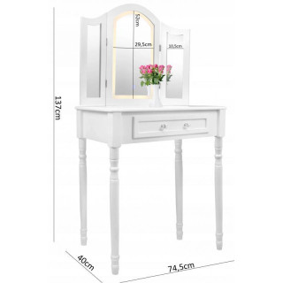 Toaletný stolík s LED zrkadlom a taburetkou