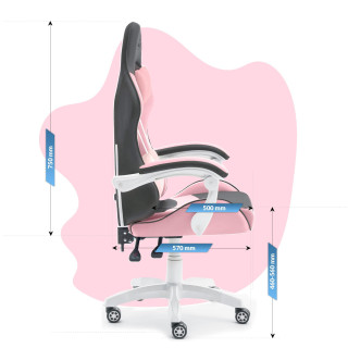 Detské ružovo-sivé herné kreslo HELL´S CHAIR