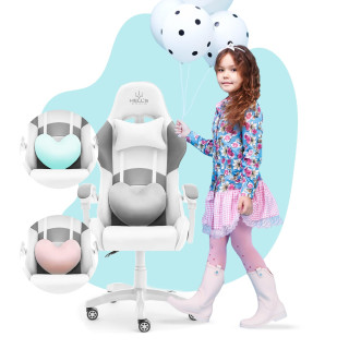 Detské bielo-sivé herné kreslo HELL´S CHAIR