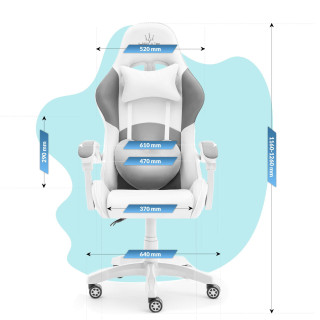 Detské bielo-sivé herné kreslo HELL´S CHAIR