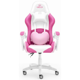 Ružovo-biele herné kreslo HELL´S CHAIR
