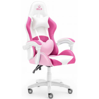 Ružovo-biele herné kreslo HELL´S CHAIR
