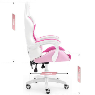 Ružovo-biele herné kreslo HELL´S CHAIR