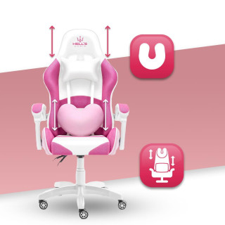 Ružovo-biele herné kreslo HELL´S CHAIR