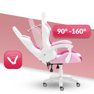 Ružovo-biele herné kreslo HELL´S CHAIR