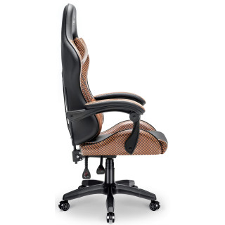 Herné hnedé kreslo HELL´S CHAIR so šachovnicovým vzorom