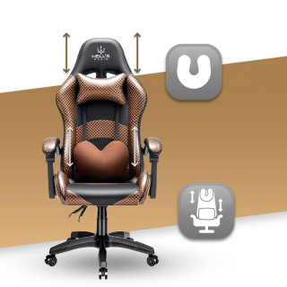 Herné hnedé kreslo HELL´S CHAIR so šachovnicovým vzorom