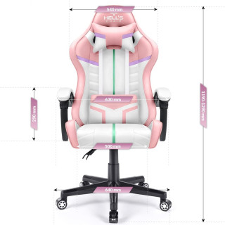 Ružovo-biele herné kreslo HELL´S CHAIR