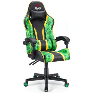 Zeleno-čierne herné kreslo HELL´S CHAIR so vzorom