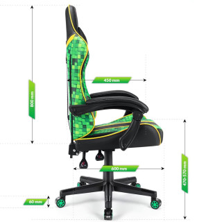 Zeleno-čierne herné kreslo HELL´S CHAIR so vzorom