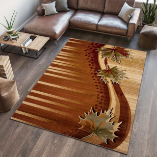 Koberec v hnedej farbe s potlačou