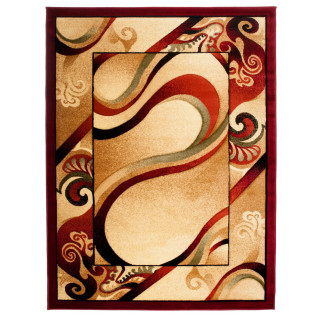 Krémový koberec s červenou potlačou