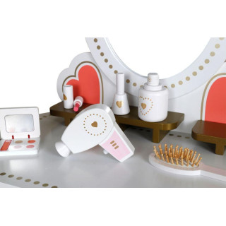 Detský drevený toaletný stolík so zrkadlom