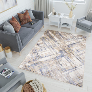 Vzorovaný koberec bielo - modrej farby