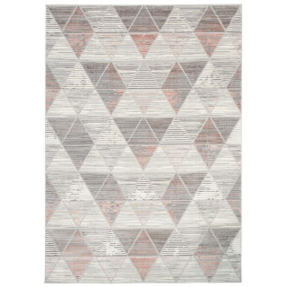 Vzorovaný koberec v sivo - ružovej farbe