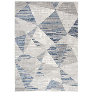 Sivý koberec s modrým vzorom