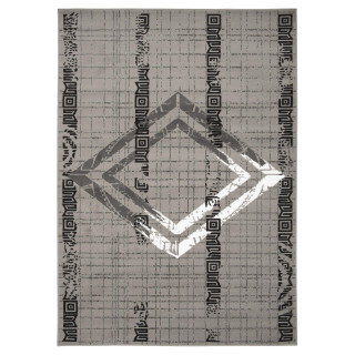 Koberec v sivej farbe so vzorom