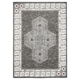Sivý koberec s bielym vzorom