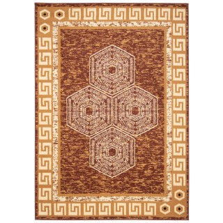 Koberec v hnedej farbe so vzorom