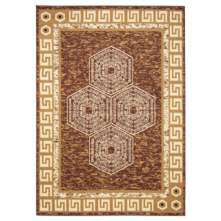 Koberec v hnedej farbe so vzorom