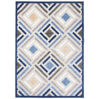 Koberec s modrým geometrickým vzorom