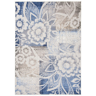 Sivo - modrý koberec so vzorom