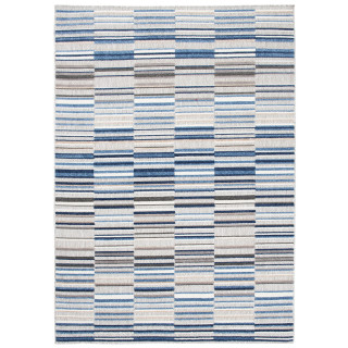 Vzorovaný koberec v sivo - modrej farbe