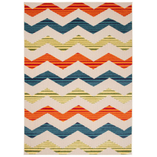 Krémový koberec s farebným vzorom