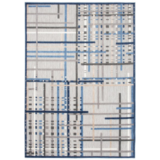 Vzorovaný koberec v sivo - modrej farbe