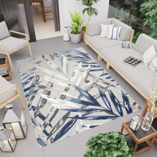 Sivo - modrý koberec s rastlinným motívom