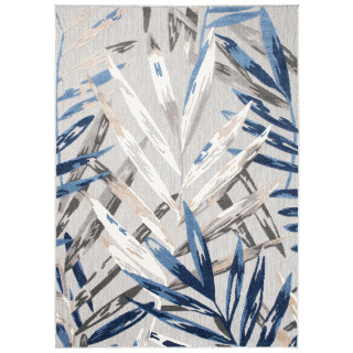 Sivo - modrý koberec s rastlinným motívom