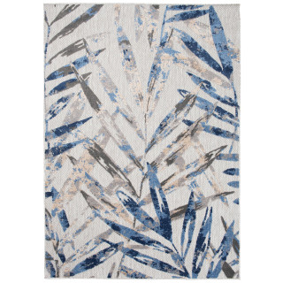 Koberec s rastlinným motívom v sivo - modrej farbe