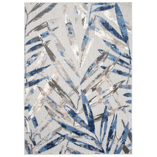 Sivý koberec s modrým rastlinným motívom