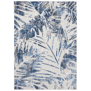 Koberec sivo - modrej farby s listami