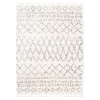 Krémový shaggy koberec so vzorom