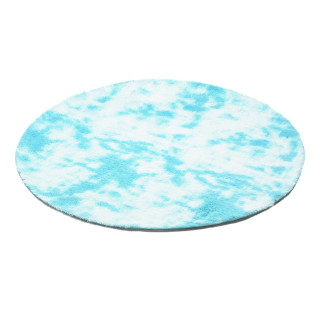 Okrúhly shaggy koberec modrej farby